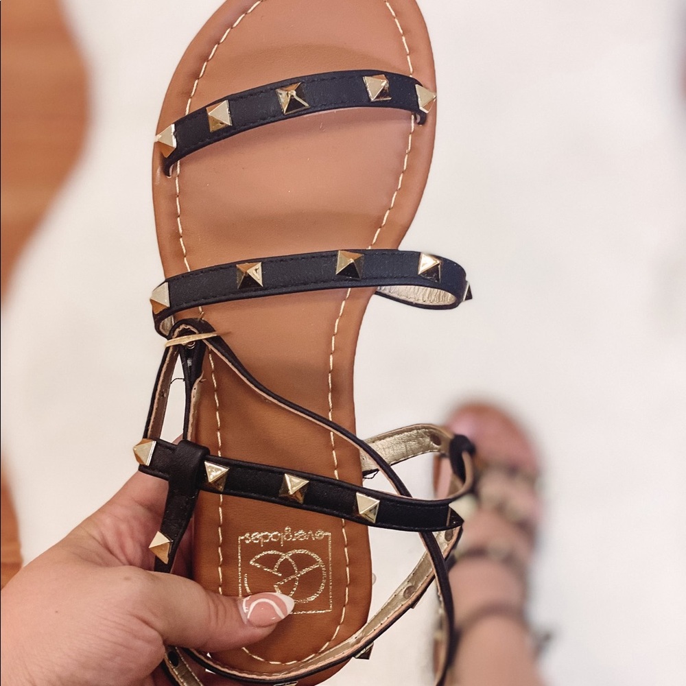 Black stud sandals